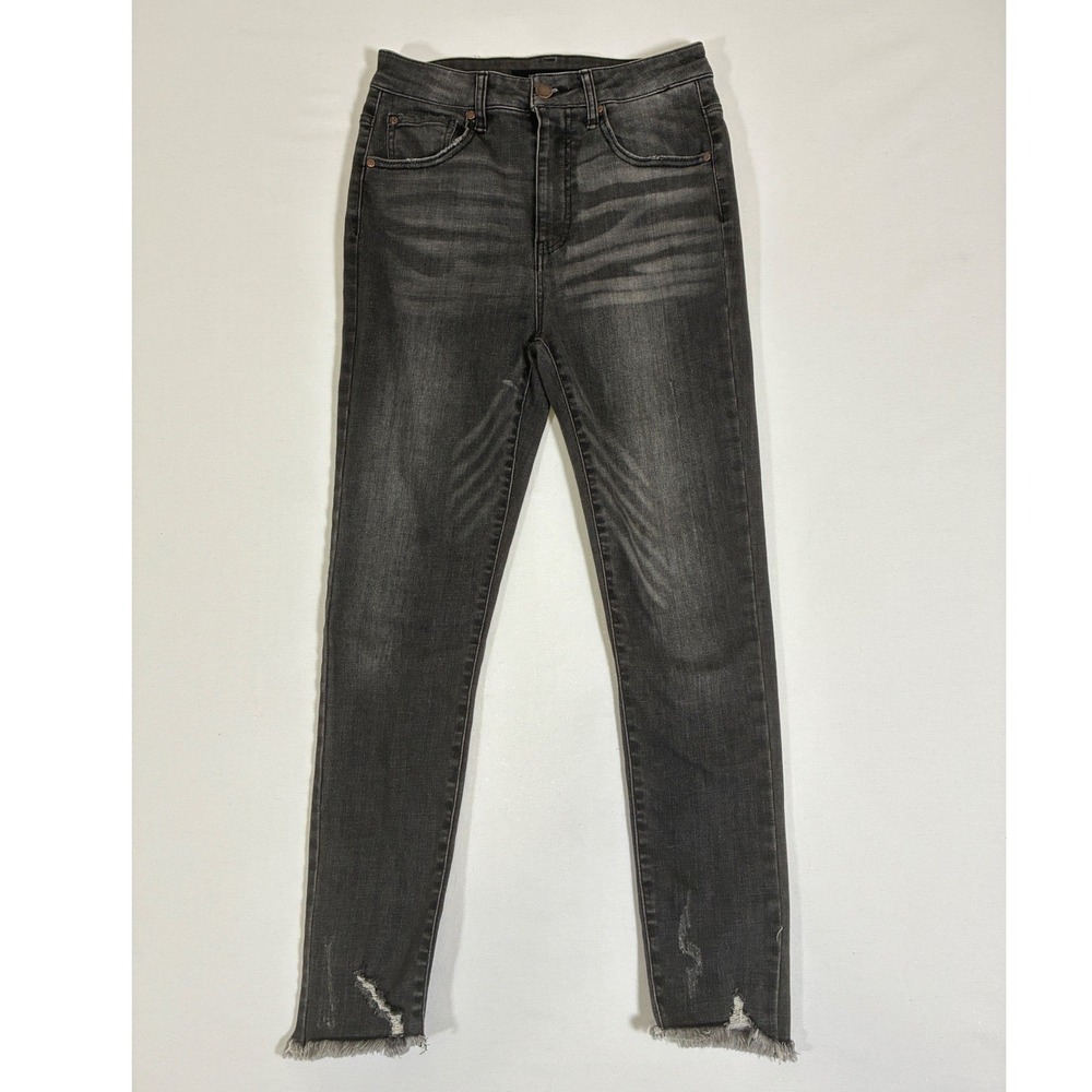 Risen Los Angeles Womens 27/5 Faded Black High Rise Distressed Skinny Jeans